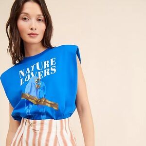 Nature Lovers Blue Graphic Sleeveless Top